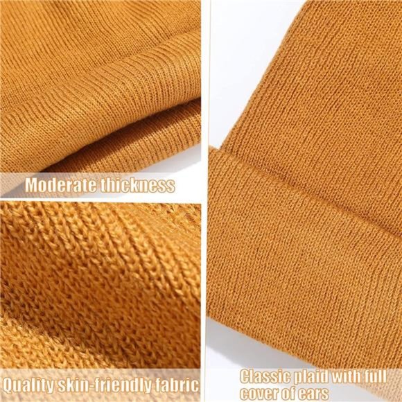 Winter Satin Lined Beanie Hat Silk Lined Beanies Cuffed Plain Skull Hat Knitted main image 7